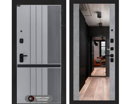 Входная дверь SKYLAB с Зеркалом Максимум - Бетон светлый