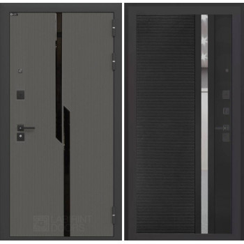 Входная дверь CARBON 31 - Черный кварц, зеркальная вставка с тонировкой