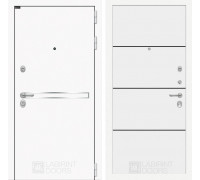 Входная дверь Лайн WHITE 25 - Белый софт, черный молдинг